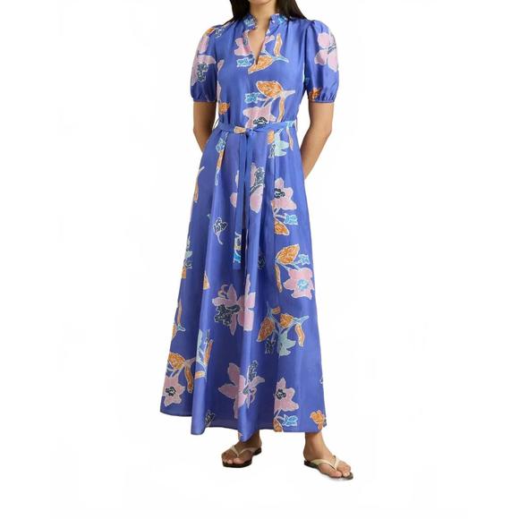 NEW HANNAH ARTWEAR oceanus printed silk maxi dress in orchid - Picture 1 of 3